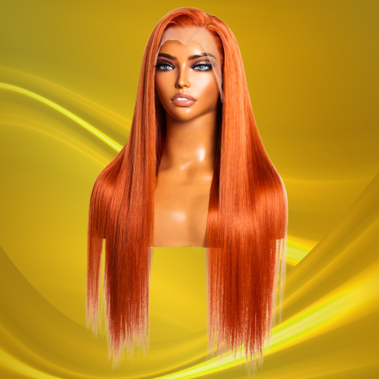 Belle Vie 24 Inches Ginger 13"x4" Lace Front Straight Wig Pre-Plucked Free Part 200% Density-100% Human Hair
